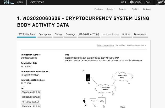 2020-05-01 WO2020060606 CRYPTOCURRENCY SYSTEM USING BODY ACTIVITY DATA