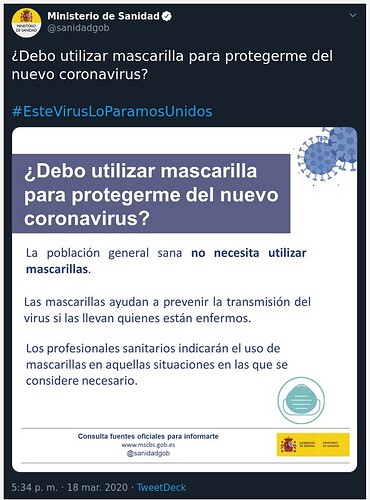 sanidad no recomienda mascarillas